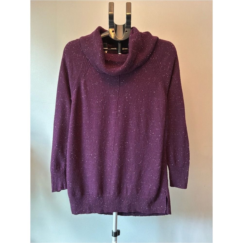 Calvin Klein Cowl Neck‎ Sweater Women Medium Purple Speckled Knit Indie Sleaze